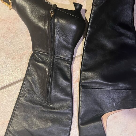 Gucci horsebit heel cutout dress shoes logo Nappa thigh high Over The Knee Boots - Picture 12 of 14